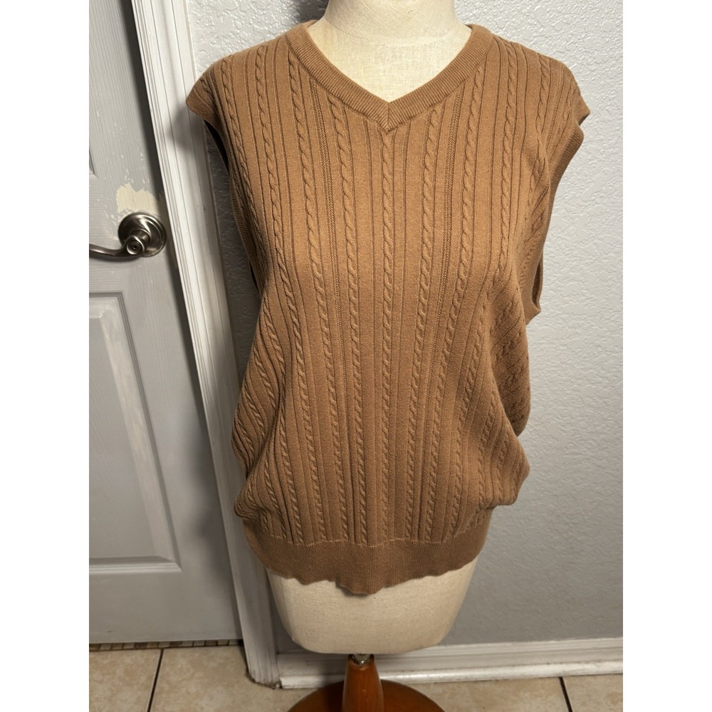 Men's Saddlebred Brown  Argyle Sweater Vest 100% Cotton Medium